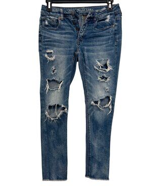 American Eagle Outfitters Womens Distressed Skinny Stretch Jeans Size 4